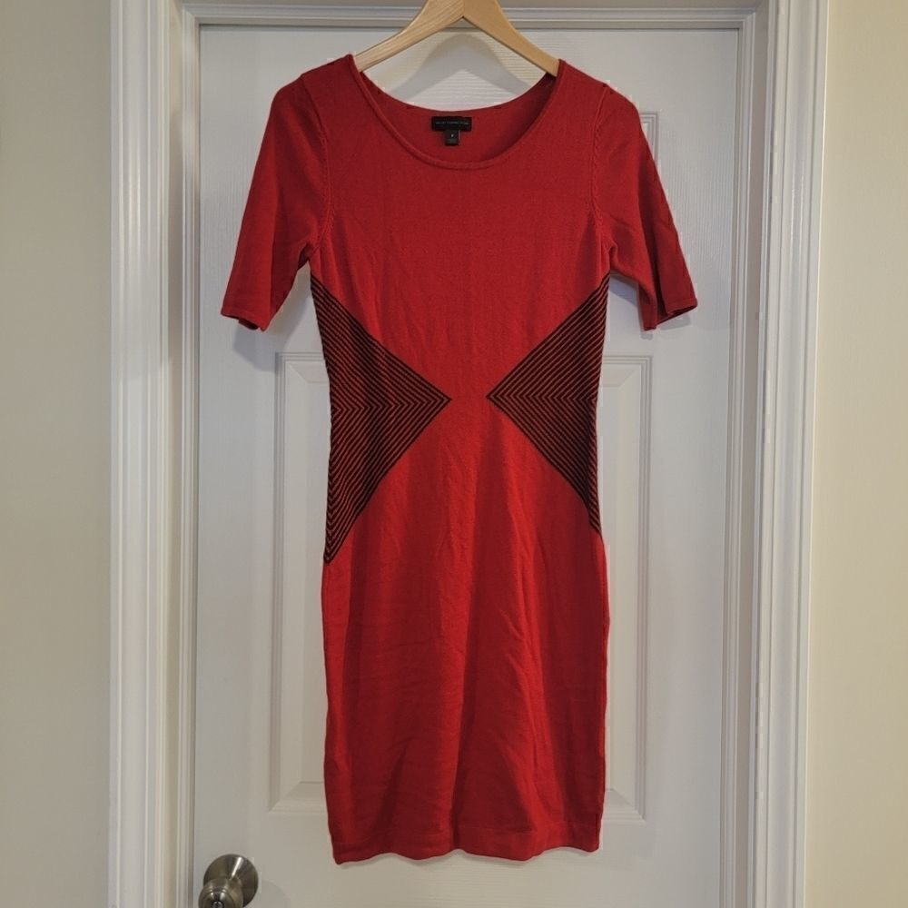 Worthington sweater dress red geometric size small